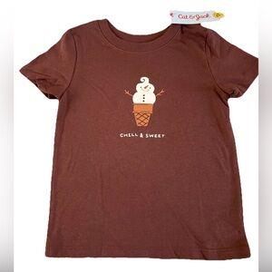 Cat & Jack Toddler Graphic Tee 3T Brown “Chill & Sweet” Ice Cream Shirt NWT
